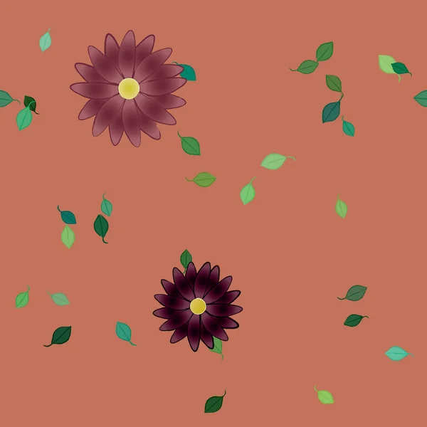 Vector Illustratie Van Zomerbloemen Bloemblaadjes Met Bladeren Botanische Achtergrond — Stockvector