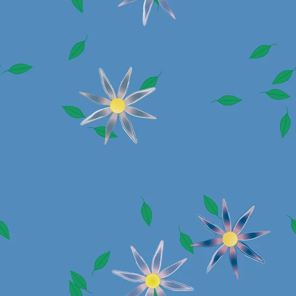 Vector Ilustración Flores Verano Pétalos Con Hojas Fondo Botánico — Vector de stock