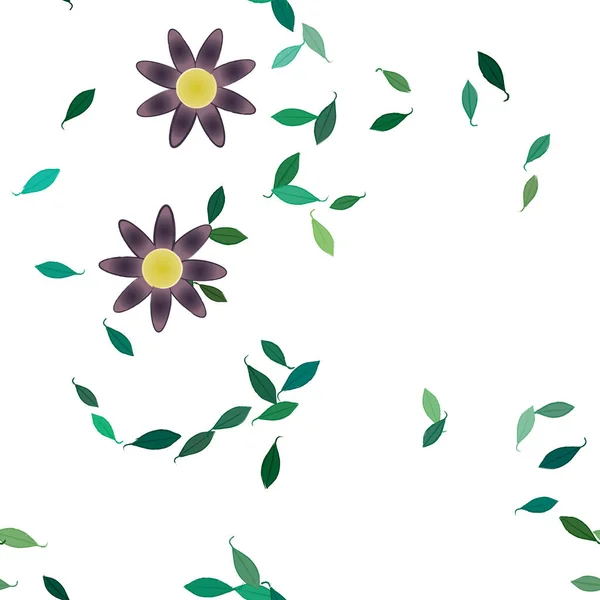 Vektor Illustration Sommar Blommor Kronblad Med Blad Botanisk Bakgrund — Stock vektor