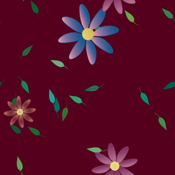 Vector Ilustración Flores Verano Pétalos Con Hojas Fondo Botánico — Vector de stock