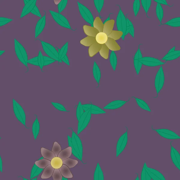 Illustration Vectorielle Pétales Fleurs Été Avec Feuilles Fond Botanique — Image vectorielle