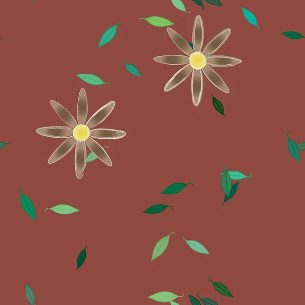 Vector Ilustración Flores Verano Pétalos Con Hojas Fondo Botánico — Archivo Imágenes Vectoriales