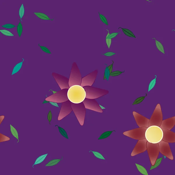 Vector Ilustración Flores Verano Pétalos Con Hojas Fondo Botánico — Vector de stock