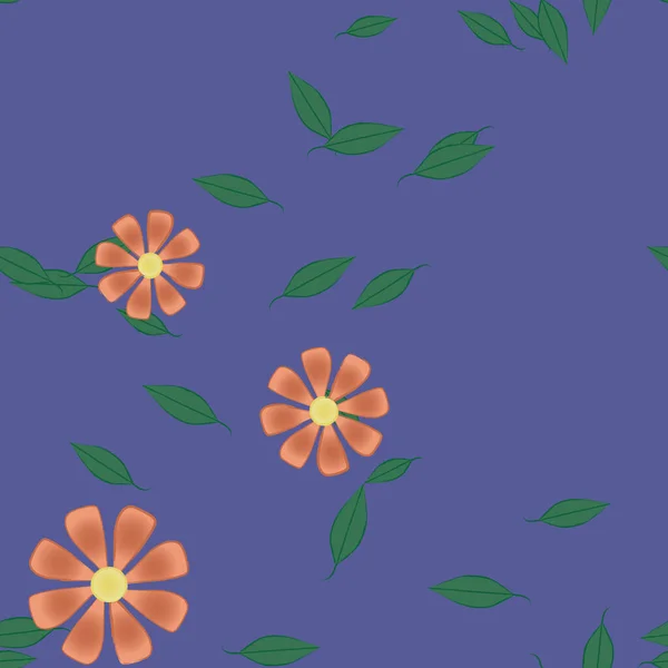 Vector Ilustración Flores Verano Pétalos Con Hojas Fondo Botánico — Vector de stock