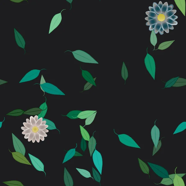 Vector Ilustración Flores Verano Pétalos Con Hojas Fondo Botánico — Archivo Imágenes Vectoriales