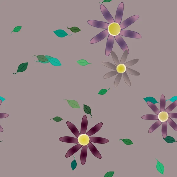 Vector Ilustración Flores Verano Pétalos Con Hojas Fondo Botánico — Archivo Imágenes Vectoriales