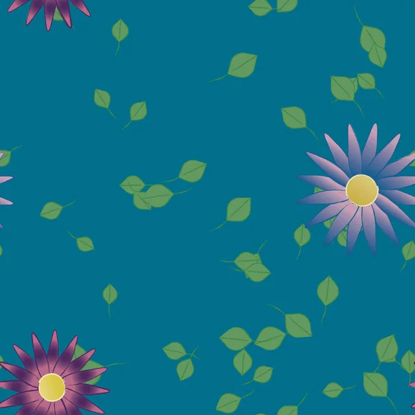 Vector Ilustración Flores Verano Pétalos Con Hojas Fondo Botánico — Vector de stock