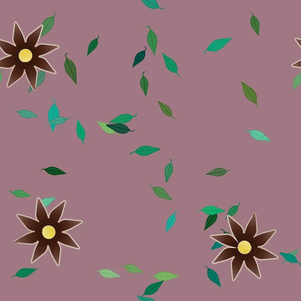 Illustration Vectorielle Pétales Fleurs Été Avec Feuilles Fond Botanique — Image vectorielle