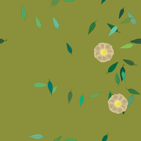 Vector Ilustración Flores Verano Pétalos Con Hojas Fondo Botánico — Archivo Imágenes Vectoriales