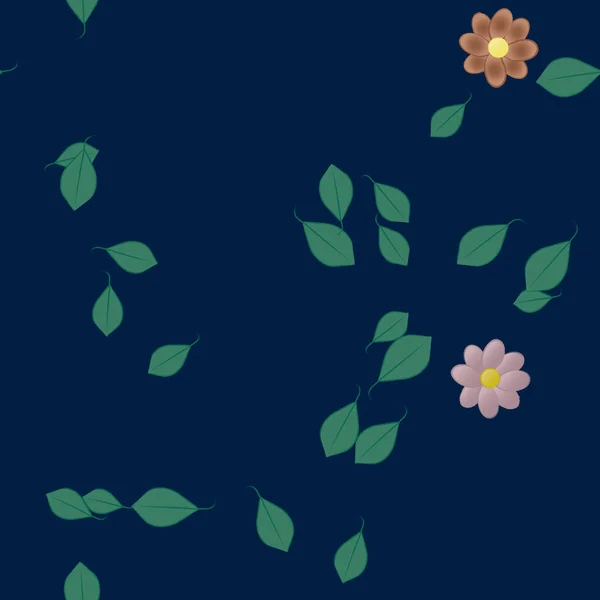 Vektor Illustration Sommar Blommor Kronblad Med Blad Botanisk Bakgrund — Stock vektor