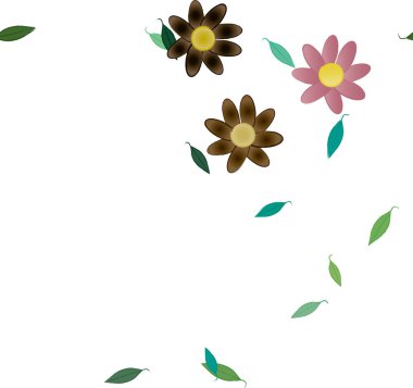 Yapraklı çiçek yapraklarının vektör çizimi, botanik arka plan