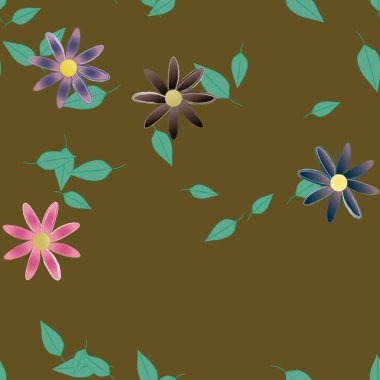 Yapraklı çiçek yapraklarının vektör çizimi, botanik arka plan