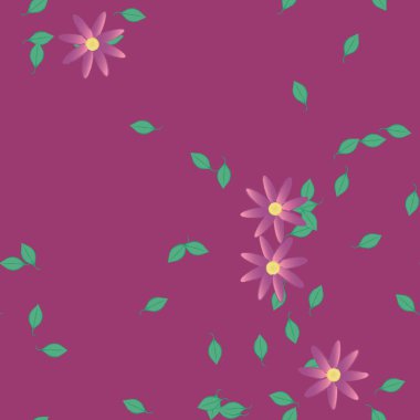 Yapraklı çiçek yapraklarının vektör çizimi, botanik arka plan