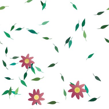 Yapraklı çiçek yapraklarının vektör çizimi, botanik arka plan