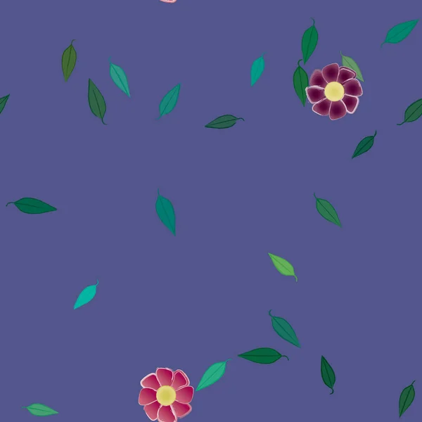 Vector Illustratie Van Zomerbloemen Bloemblaadjes Met Bladeren Botanische Achtergrond — Stockvector