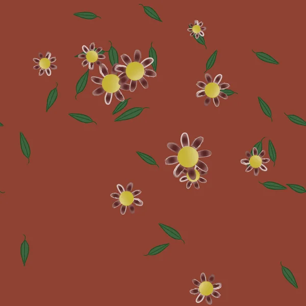Vektor Illustration Von Sommerblumen Blütenblätter Mit Blättern Botanischer Hintergrund — Stockvektor