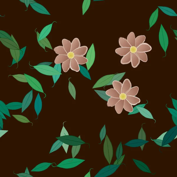 Illustration Vectorielle Pétales Fleurs Été Avec Feuilles Fond Botanique — Image vectorielle