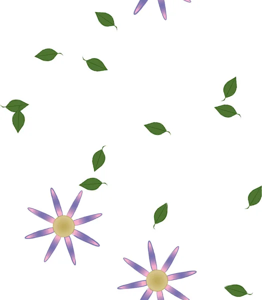 有叶子的夏花花瓣的矢量图解 植物背景 — 图库矢量图片