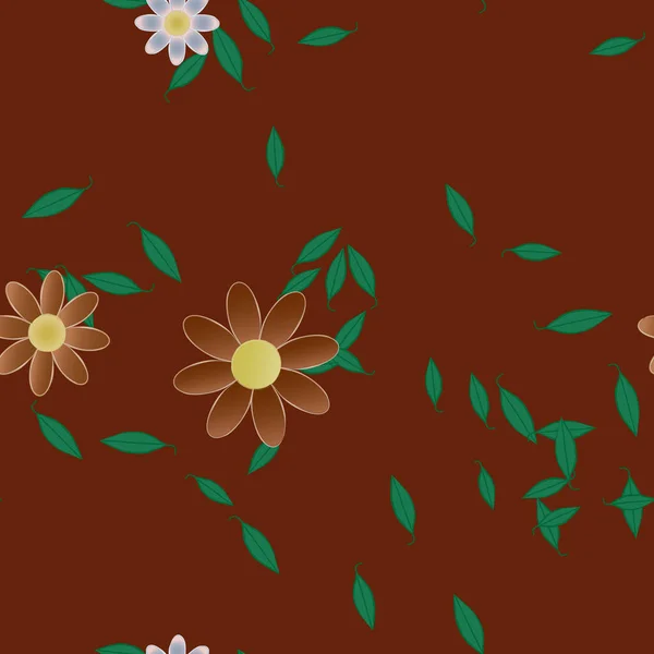 Vector Ilustración Flores Verano Pétalos Con Hojas Fondo Botánico — Vector de stock