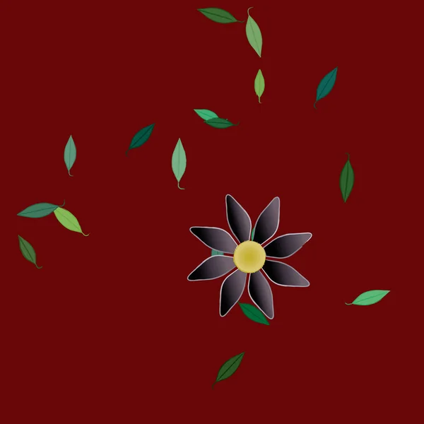 Vector Ilustración Flores Verano Pétalos Con Hojas Fondo Botánico — Vector de stock