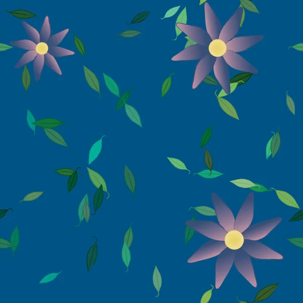 Illustration Vectorielle Pétales Fleurs Été Avec Feuilles Fond Botanique — Image vectorielle