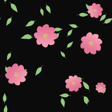 Yeşil yapraklı soyut çiçekler pürüzsüz arkaplan, vektör illüstrasyonu