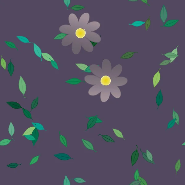 Flores Abstractas Con Hojas Verdes Fondo Sin Costuras Ilustración Vectorial — Vector de stock