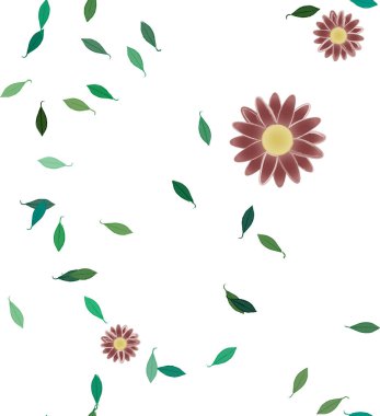 Yeşil yapraklı soyut çiçekler pürüzsüz arkaplan, vektör illüstrasyonu