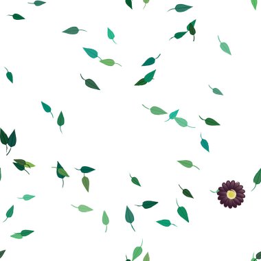 Yeşil yapraklı çiçekler pürüzsüz arkaplan, vektör illüstrasyonu
