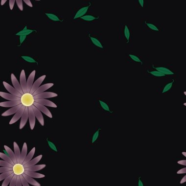 Yeşil yapraklı soyut çiçekler pürüzsüz arkaplan, vektör illüstrasyonu