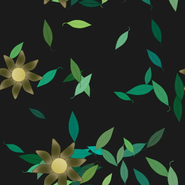 Flores Con Hojas Fondo Sin Costuras Ilustración Vectorial — Archivo Imágenes Vectoriales