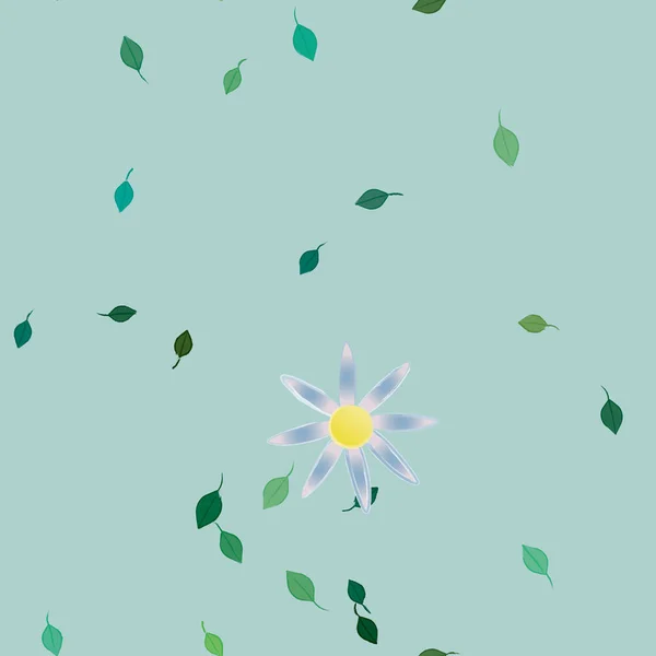 Composição Bonita Com Flores Coloridas Simples Folhas Verdes Ilustração Vetorial — Vetor de Stock