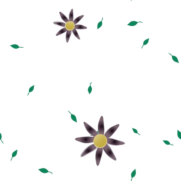 Flores Abstractas Con Hojas Verdes Fondo Sin Costuras Ilustración Vectorial — Archivo Imágenes Vectoriales