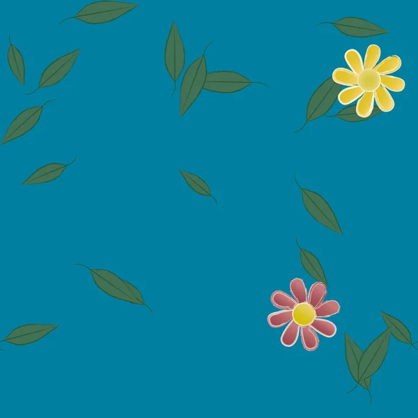 Blumen Mit Blättern Nahtloser Hintergrund Vektorillustration — Stockvektor