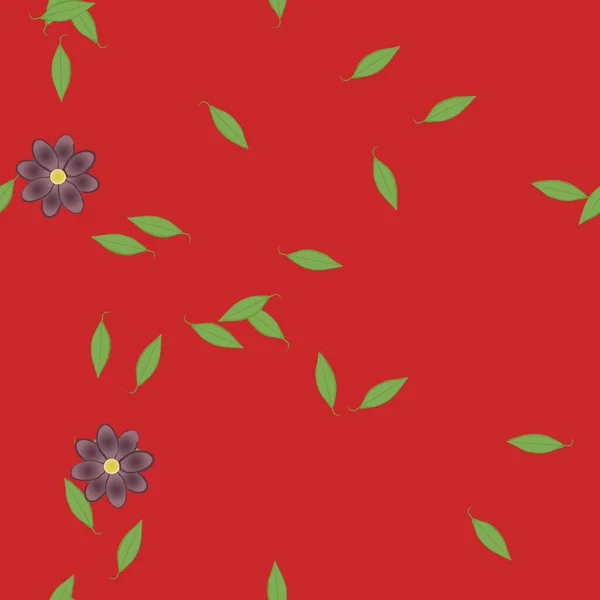具有绿色叶子无缝背景的花 矢量插图 — 图库矢量图片