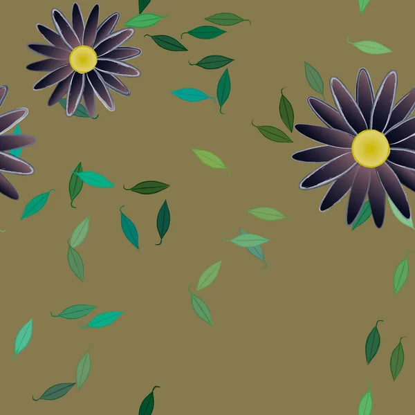 Flores Con Hojas Fondo Sin Costuras Ilustración Vectorial — Vector de stock