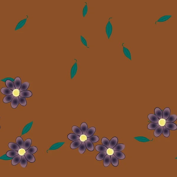 Flores Con Hojas Fondo Sin Costuras Ilustración Vectorial — Vector de stock