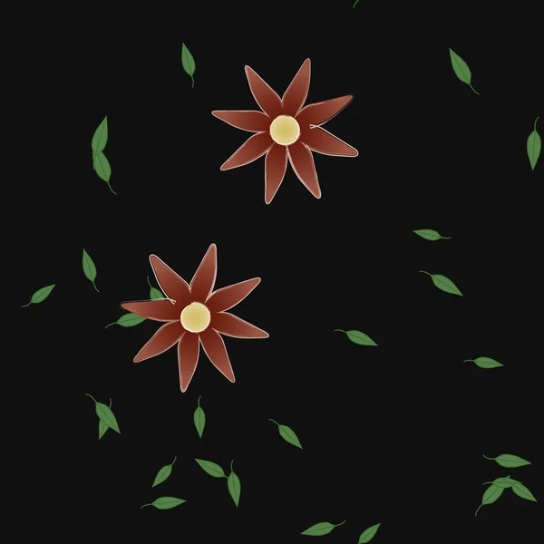 Fleurs Avec Feuilles Fond Sans Couture Illustration Vectorielle — Image vectorielle