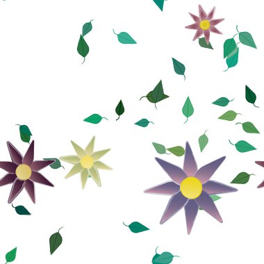 Yeşil yapraklı soyut çiçekler pürüzsüz arkaplan, vektör illüstrasyonu