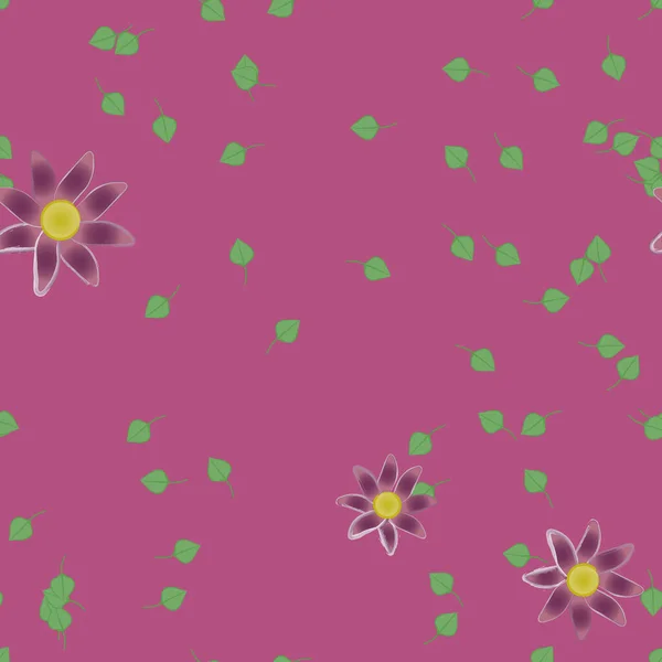 Flores Con Hojas Fondo Sin Costuras Ilustración Vectorial — Vector de stock