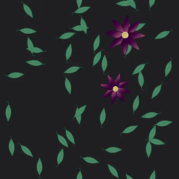 葉がシームレスな背景ベクトルイラストの花 — ストックベクタ
