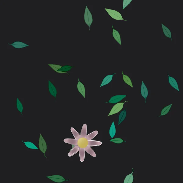 Composición Libre Con Flores Colores Simples Hojas Verdes Para Papel — Archivo Imágenes Vectoriales