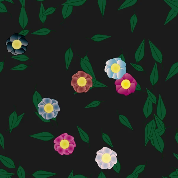 Fundo Sem Costura Floral Bonito Ilustração Vetorial —  Vetores de Stock