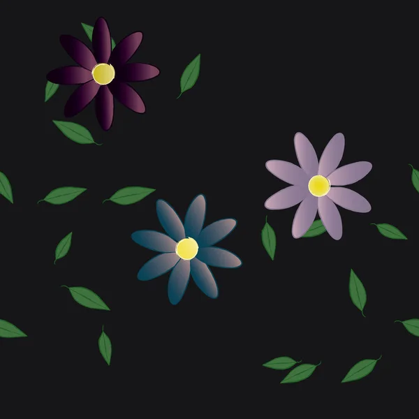 Composición Libre Con Flores Colores Simples Hojas Verdes Para Papel — Vector de stock