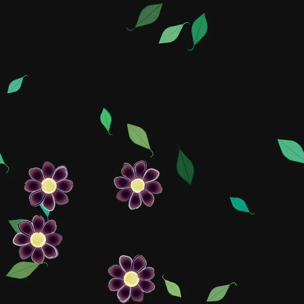 Αφηρημένα Λουλούδια Πράσινα Φύλλα Αδιάλειπτη Φόντο Διανυσματική Απεικόνιση — Διανυσματικό Αρχείο
