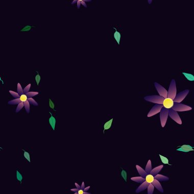 Yeşil yapraklı soyut çiçekler pürüzsüz arkaplan, vektör illüstrasyonu