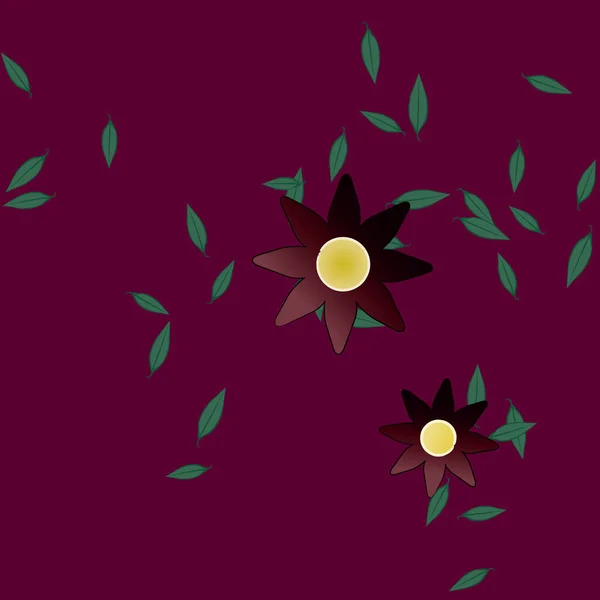 Flores Con Hojas Fondo Sin Costuras Ilustración Vectorial — Vector de stock