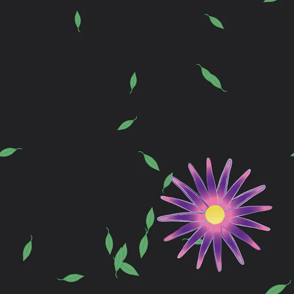 Flores Abstractas Con Hojas Verdes Fondo Sin Costuras Ilustración Vectorial — Vector de stock