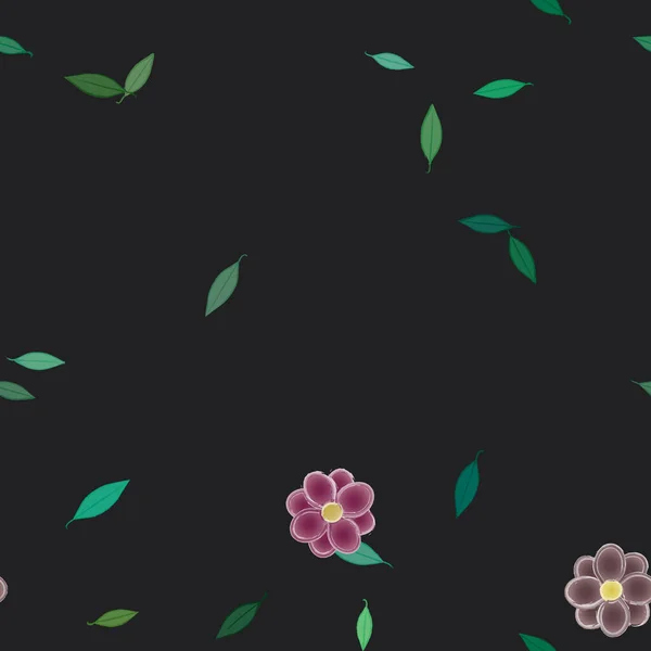 Flores Con Hojas Fondo Sin Costuras Ilustración Vectorial — Vector de stock