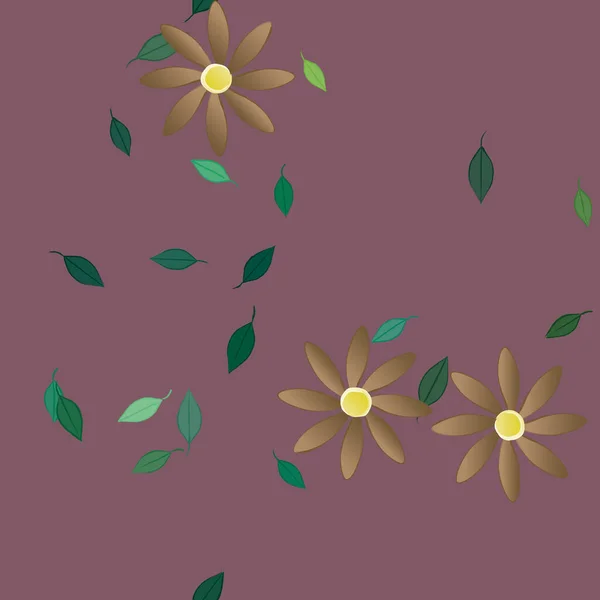 Fleurs Avec Feuilles Fond Sans Couture Illustration Vectorielle — Image vectorielle